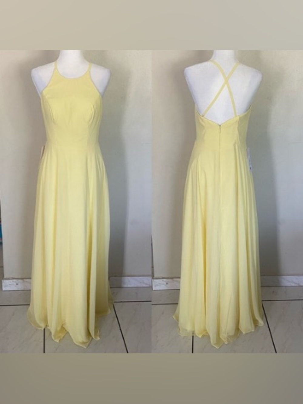 Azazie Celyn Bridesmaid Maxi Dress Yellow - Size A6 / US 8
